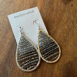 NWT Marlyn Schiff Silver Beaded Teardrop Earrings